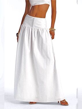 Fashion Nova Brigitte Poplin Drop Waist Maxi Skirt - White